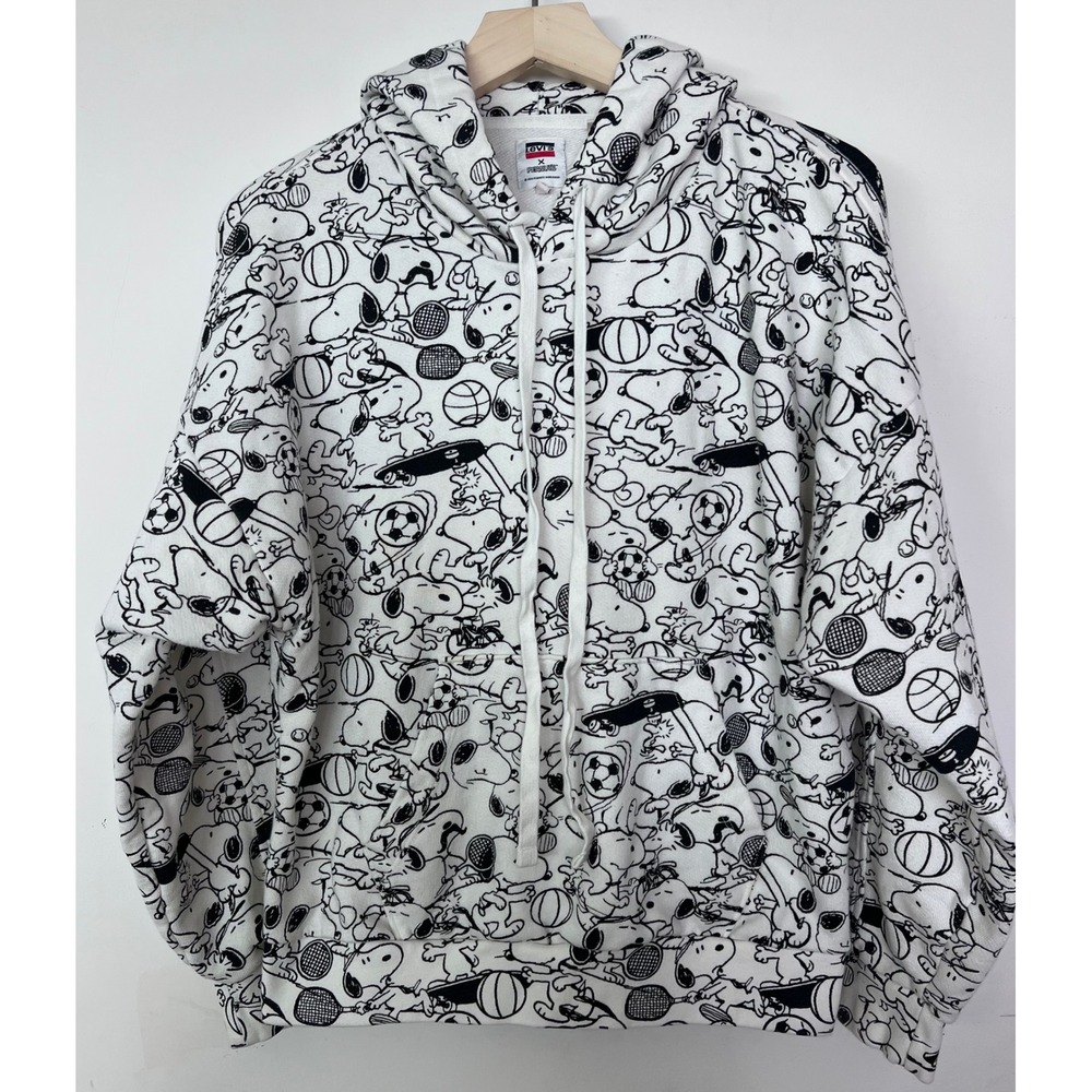 Levis X Peanuts XS Hoodie White Snoopy‎ All Over Print Cartoon